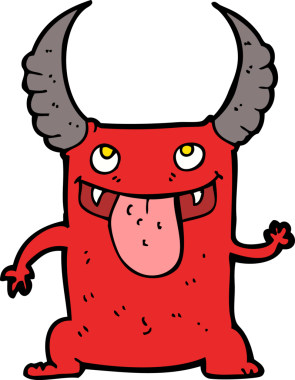 Bir insan tarafından çizilmiş karikatür şeytan.