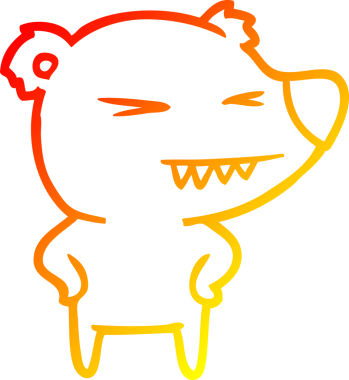 Kızgın bir ayı çizgi filminin sıcak gradyan çizimi. Elleri bir insan tarafından çizilmiş kalçalar.