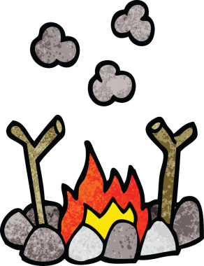 Bir insan tarafından çizilmiş karalama kampı ateşi.