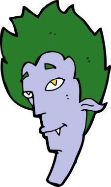 Bir insan tarafından çizilmiş vampir kafası.