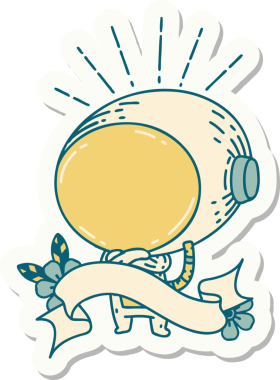 Bir insan tarafından çizilmiş dövme stili astronot çıkartması.