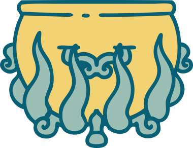 Bir insan tarafından çizilmiş bir kazanın ikonik dövme şekli