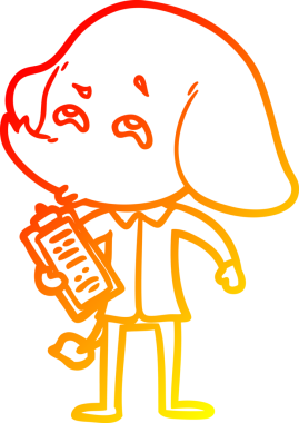 Bir insan tarafından çizilmiş bir filin sıcak çizgi çizimi