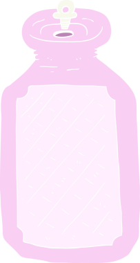 Bir insan tarafından çizilen sıcak su şişesinin düz renk çizimi