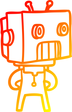 Bir insan tarafından çizilen çizgi film robotunun sıcak çizgi çizimi