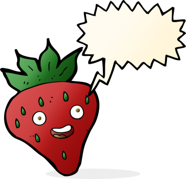Bir insan tarafından çizilmiş, mutlu bir çilek çizgi filmi.