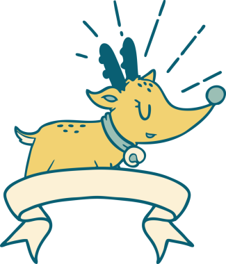 Bir insan tarafından çizilmiş dövme stili Noel geyiği dövmeli parşömen.