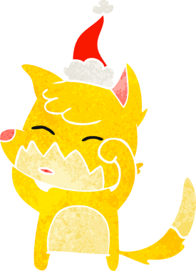 Bir insan tarafından çizilmiş eski bir tilki çizilmiş Noel Baba şapkası.