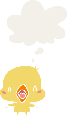 insan tarafından çizilmiş düşünce baloncuğu ile çizgi film mutlu kuş