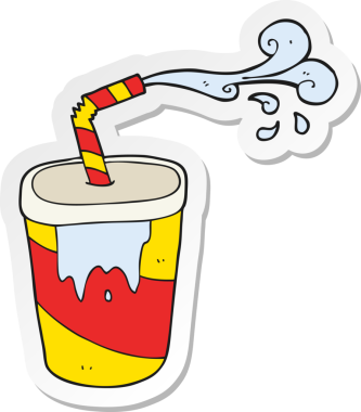 Bir insan tarafından çizilmiş karikatür gazozunun çıkartması.