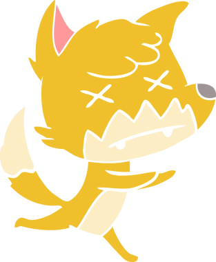 Bir insan tarafından çizilmiş düz renk çizgi film ölü tilki