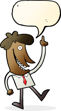 Bir insan tarafından çizilmiş konuşma baloncuğu fikri olan bir çizgi film adamı.