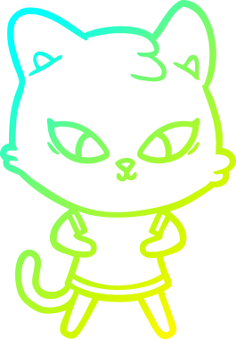 Bir insan tarafından çizilmiş bir çizgi film kedisinin soğuk gradyan çizgisi.