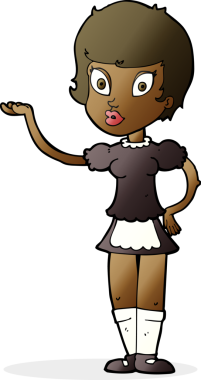 Bir insan tarafından çizilmiş çizgi film garsonu.