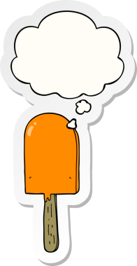 Düşünce baloncuklu çizgi film lolipopu bir insan tarafından çizilmiş bir çıkartma.