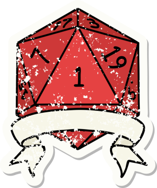 Retro Dövme Biçimi Doğal Bir d20 zar bir insan tarafından çizildi