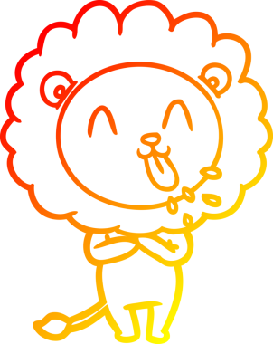 Bir insan tarafından çizilmiş mutlu çizgi film aslanının sıcak çizgi çizimi