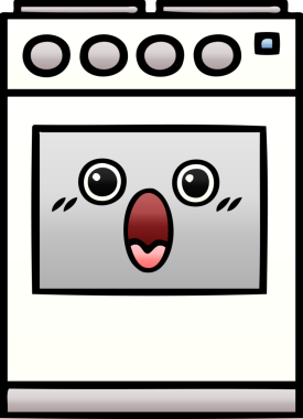 Bir insan tarafından çizilmiş mutfak fırınının gölgelenmiş karikatürü.
