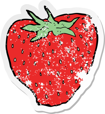 Bir insan tarafından çizilmiş karikatür çileğinin gerilimli yapıştırması.