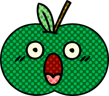 Bir insan tarafından çizilmiş sulu bir elmanın karikatürü.