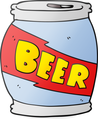 Bir insan tarafından çizilmiş karikatür bira kutusu.