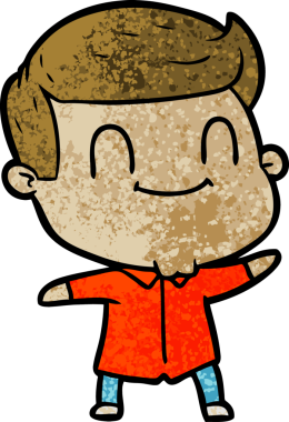 Bir insan tarafından çizilmiş çizgi film dostu bir adam.