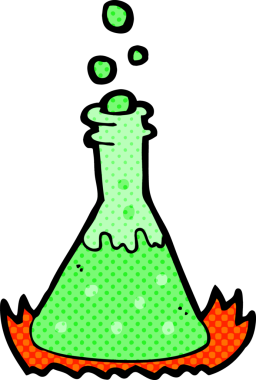 Bir insan tarafından çizilmiş köpüren kimyasallar.