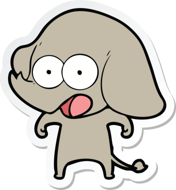 Bir insan tarafından çizilmiş şirin bir fil çıkartması.