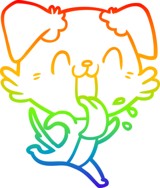 Gökkuşağı gradyan çizgi çizimi Bir insan tarafından çizilmiş nefes nefese bir köpek