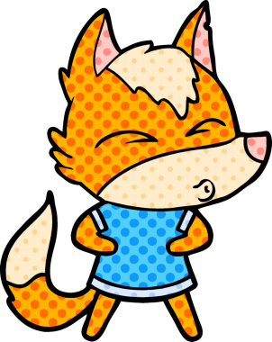 Bir insan tarafından çizilmiş tilki çizgi film karakteri