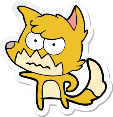 Bir insan tarafından çizilmiş, kızgın tilki çıkartması.