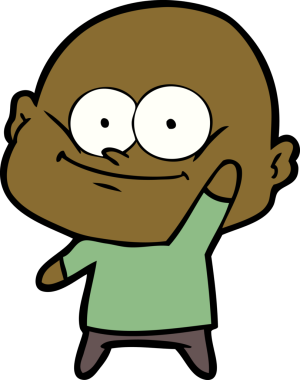 Bir insan tarafından çizilmiş kel bir adam.