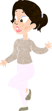 Çizgi film dostu bir kadın bir insan tarafından çiziliyor.