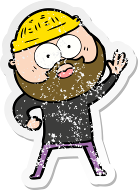 Bir insan tarafından çizilmiş sakallı bir adamın sıkıntılı çıkartması.