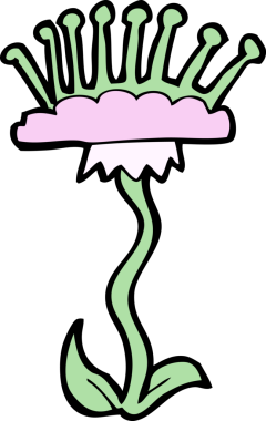 Bir insan tarafından çizilmiş karikatür çiçeği