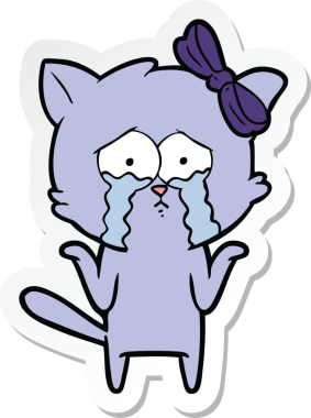 Bir insan tarafından çizilmiş çizgi film kedisinin çıkartması.