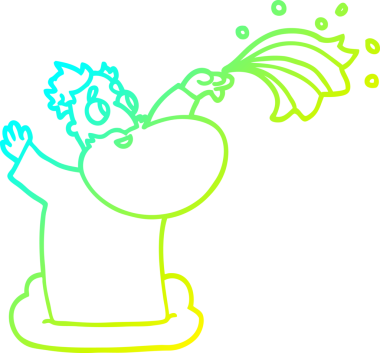 Bir insan tarafından bulutların üzerine çizilmiş çizgi film tanrısı çizimi.