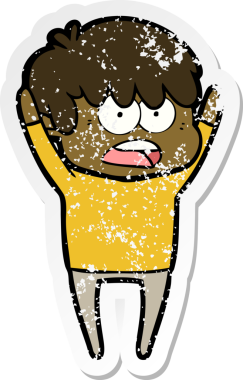 Bir insan tarafından çizilmiş endişeli bir çizgi film çocuğunun sıkıntılı çıkartması.