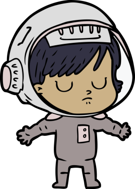 Bir insan tarafından çizilmiş astronot kadın.