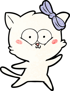 Bir insan tarafından çizilmiş çizgi film kedisi.