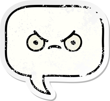 Bir insan tarafından çizilmiş şirin bir karikatür konuşma balonunun sıkıntılı çıkartması.