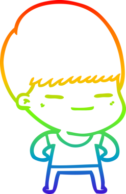 Gökkuşağı gradyan çizgi çizimi bir insan tarafından çizilmiş kendini beğenmiş bir çocuk.