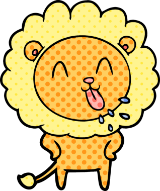 Bir insan tarafından çizilmiş mutlu çizgi film aslanı.