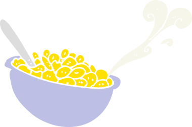 Bir insan tarafından çizilmiş mısır gevreğinin düz renk çizimi