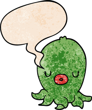 bir insan tarafından çizilmiş eski moda konuşma baloncuklu ahtapot çizgi filmi.