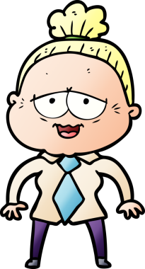 Bir insan tarafından çizilmiş mutlu yaşlı kadın çizgi filmi.