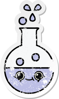 Bir insan tarafından çizilmiş şirin bir çizgi film test tüpünün sıkıntılı çıkartması.