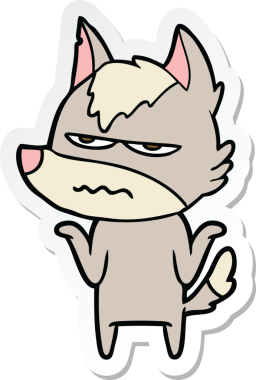 Bir insan tarafından çizilmiş kızgın bir kurdun çıkartması.