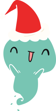 Bir insan tarafından çizilmiş Kawai hayaletinin Noel karikatürü.