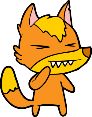 Bir insan tarafından çizilmiş tilki çizgi film karakteri